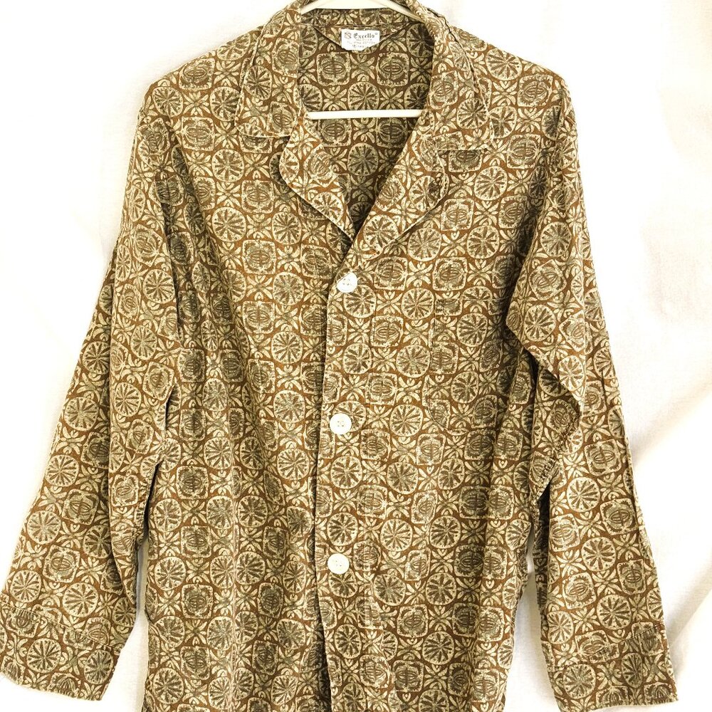 Excello Womens Vintage 100% Pima Cotton Patterned blouse, long sleeve, Medium